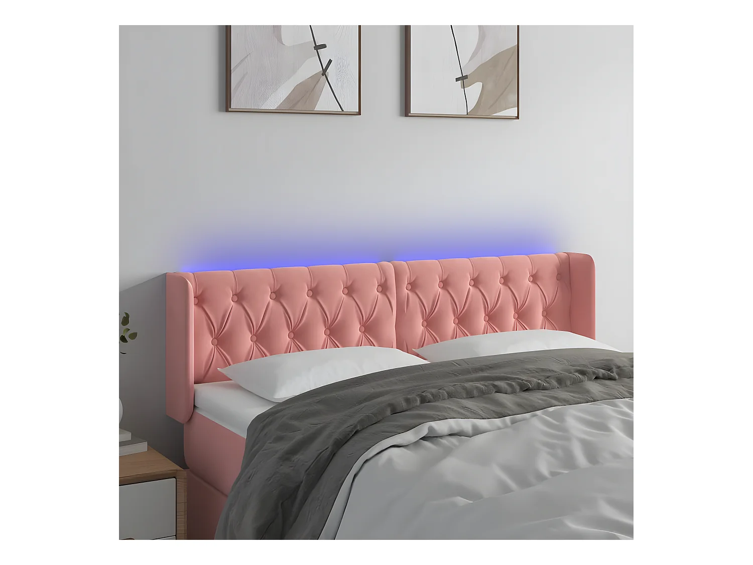 Tête de lit à LED Rose 147x16x78/88 cm Velours