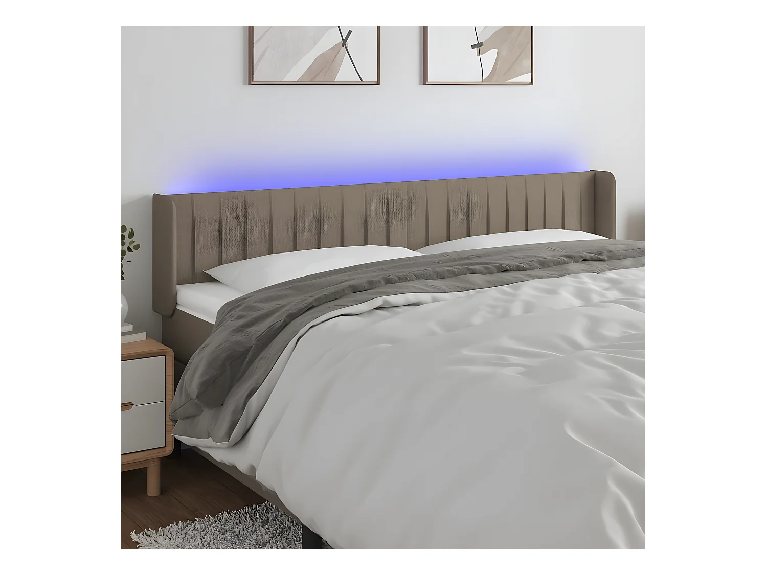 Hoofdbord LED 163x16x78/88 cm stof taupe