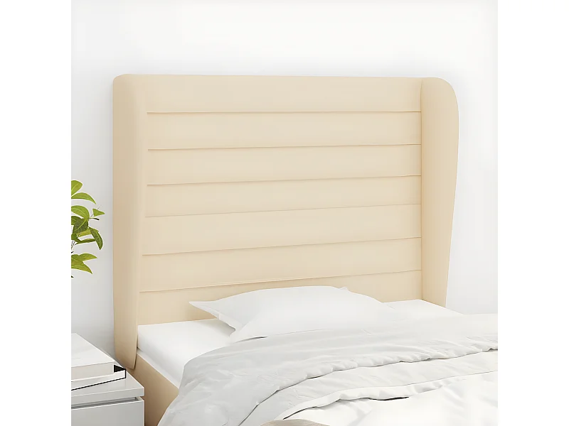Cabeceira de cama c/ abas tecido 83x23x118/128 cm creme