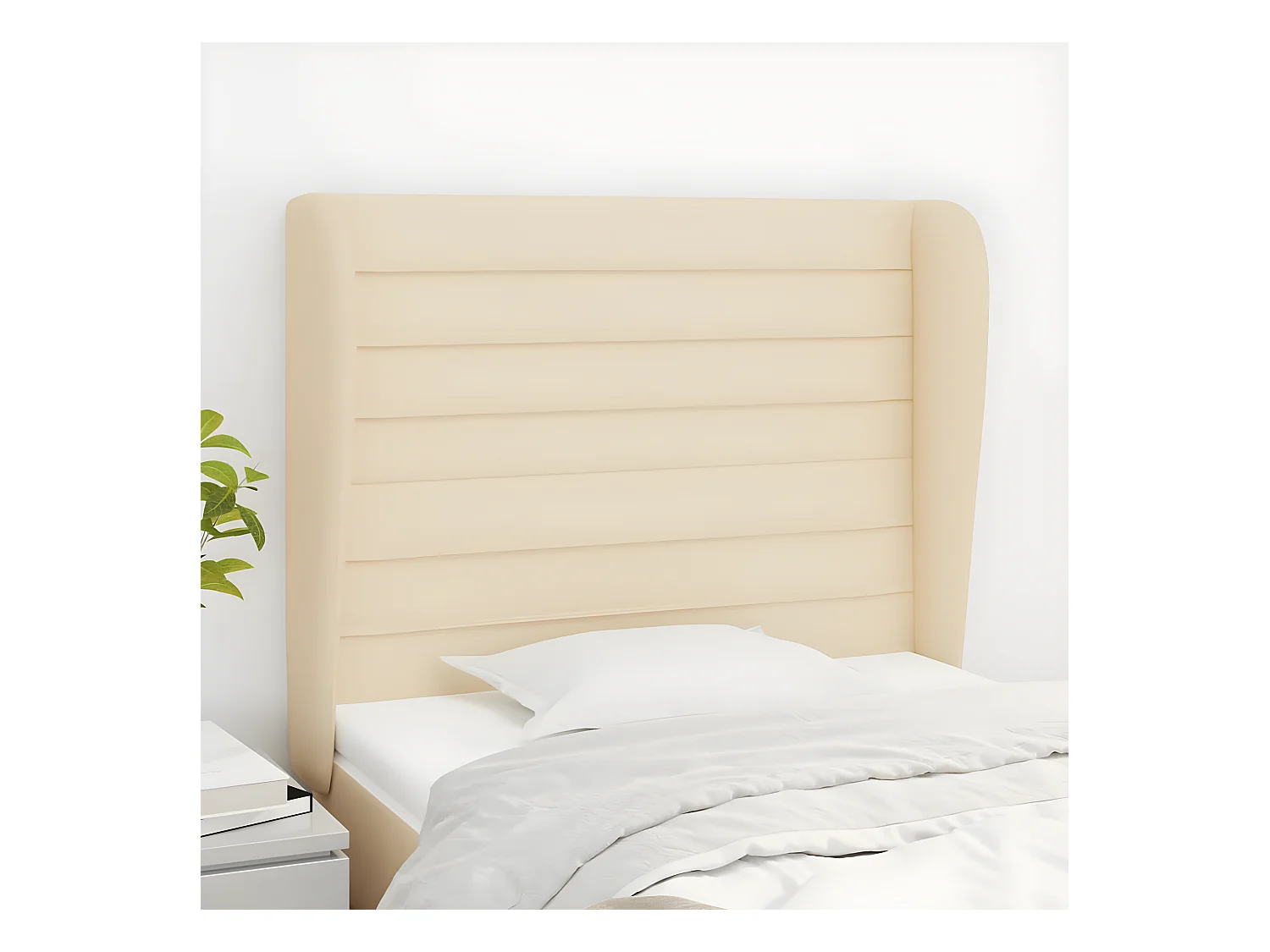 Tête de lit avec oreilles Crème 83x23x118/128 cm Tissu