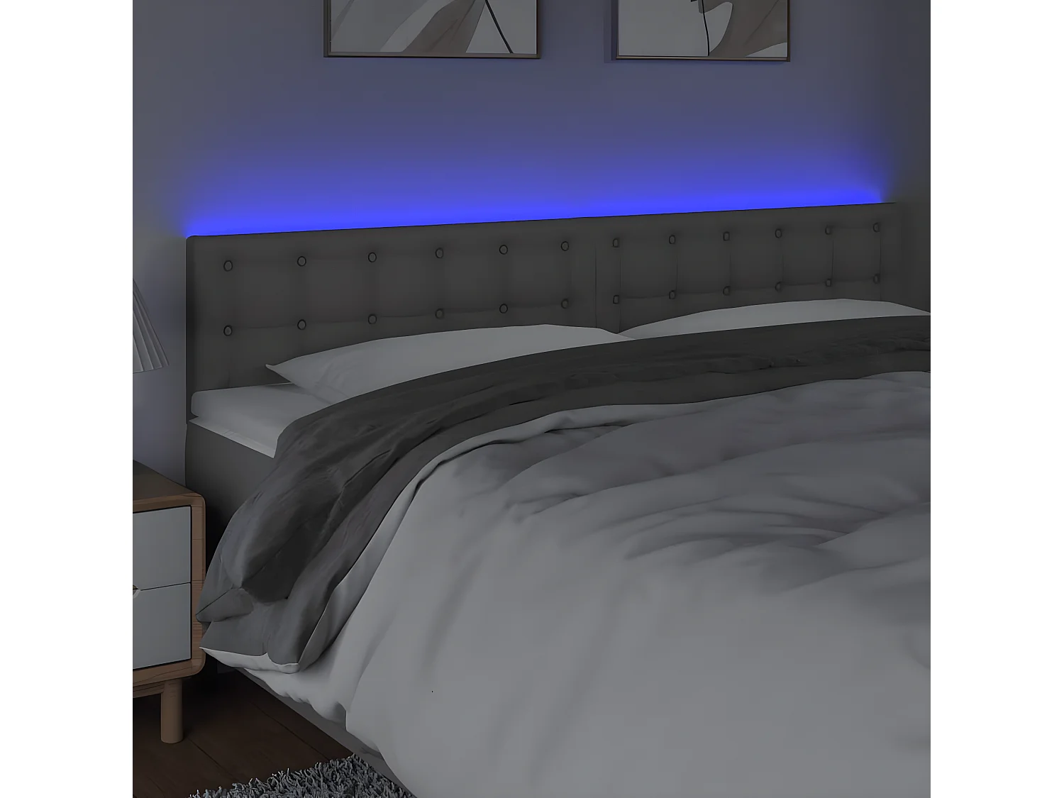 Tête de lit à LED Gris 200x5x78/88 cm Similicuir