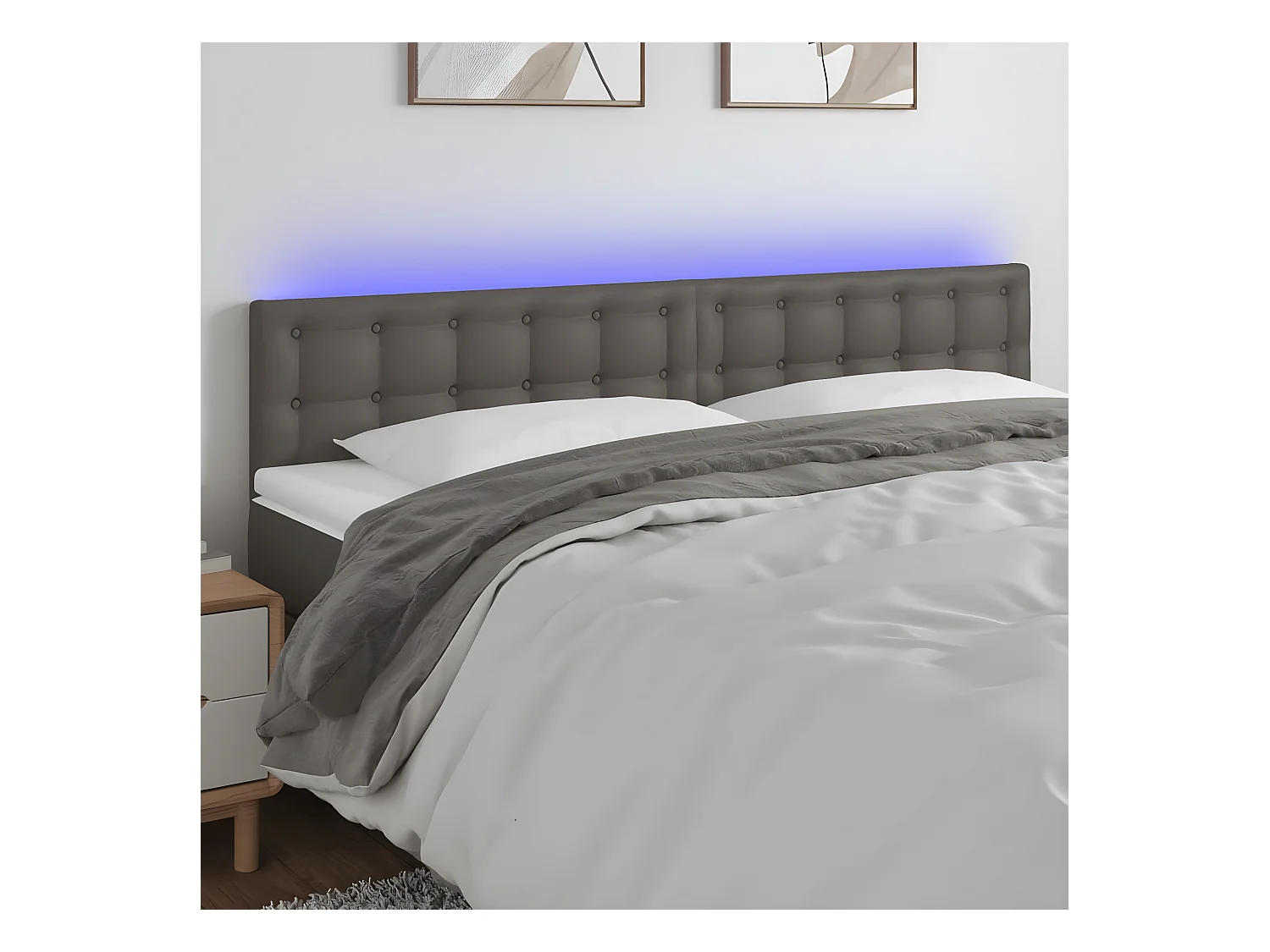 Cabecero con LED cuero sintético gris 200x5x78/88 cm