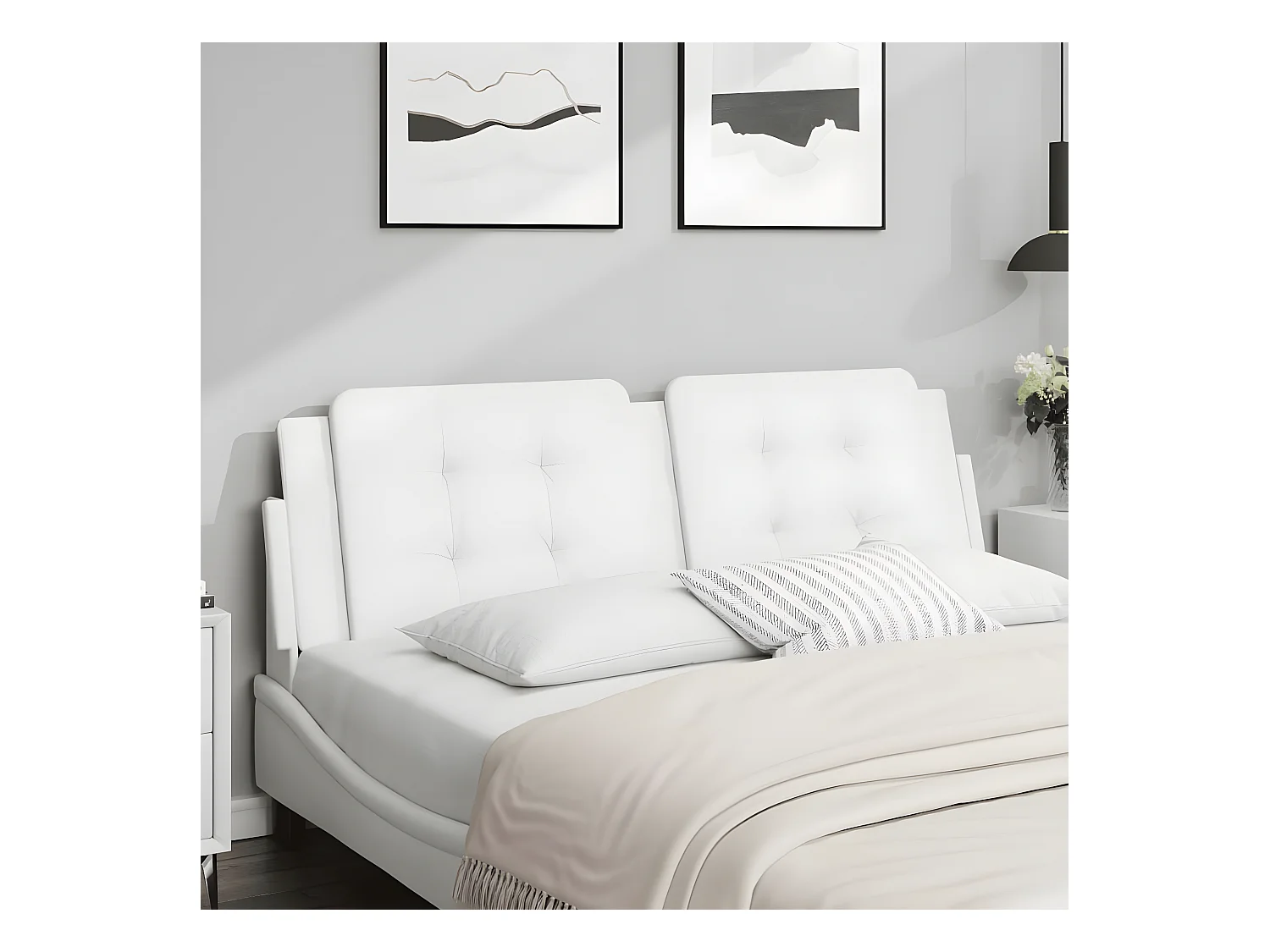 Coussin de tête de lit blanc 160 cm similicuir