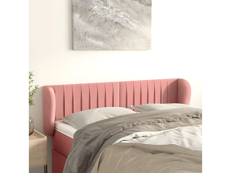 Tête de lit avec oreilles Rose 147x23x78/88 cm Velours