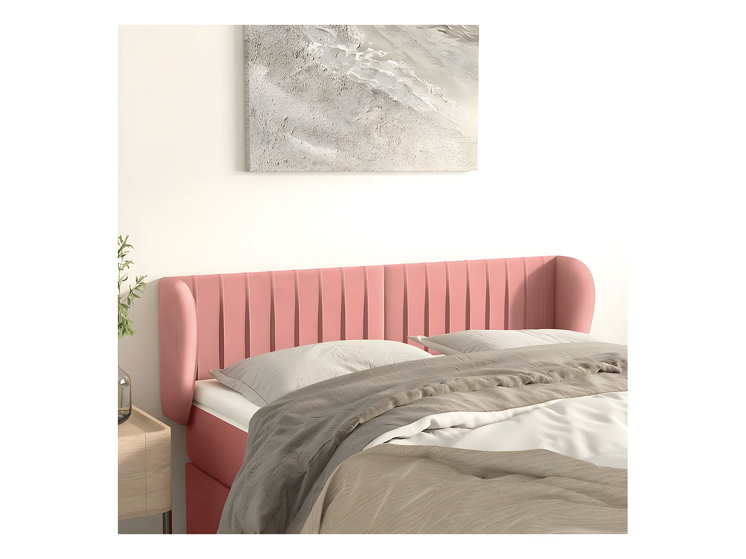 Tête de lit avec oreilles Rose 147x23x78/88 cm Velours