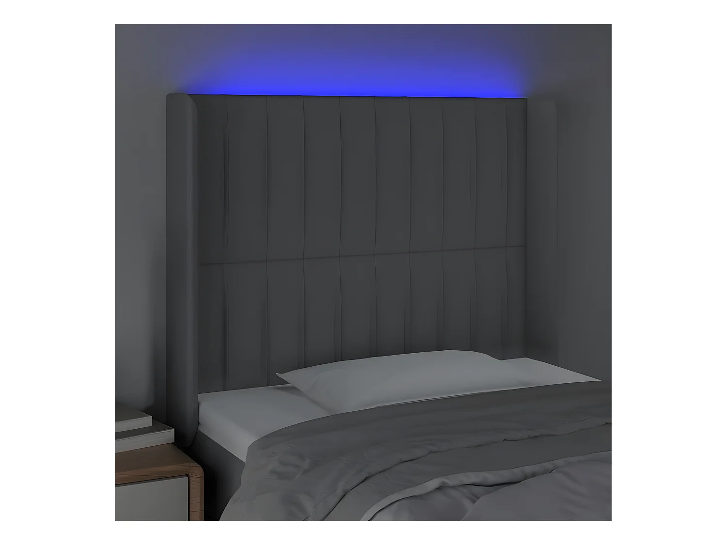 Tête de lit à LED Gris clair 103x16x118/128 cm Tissu