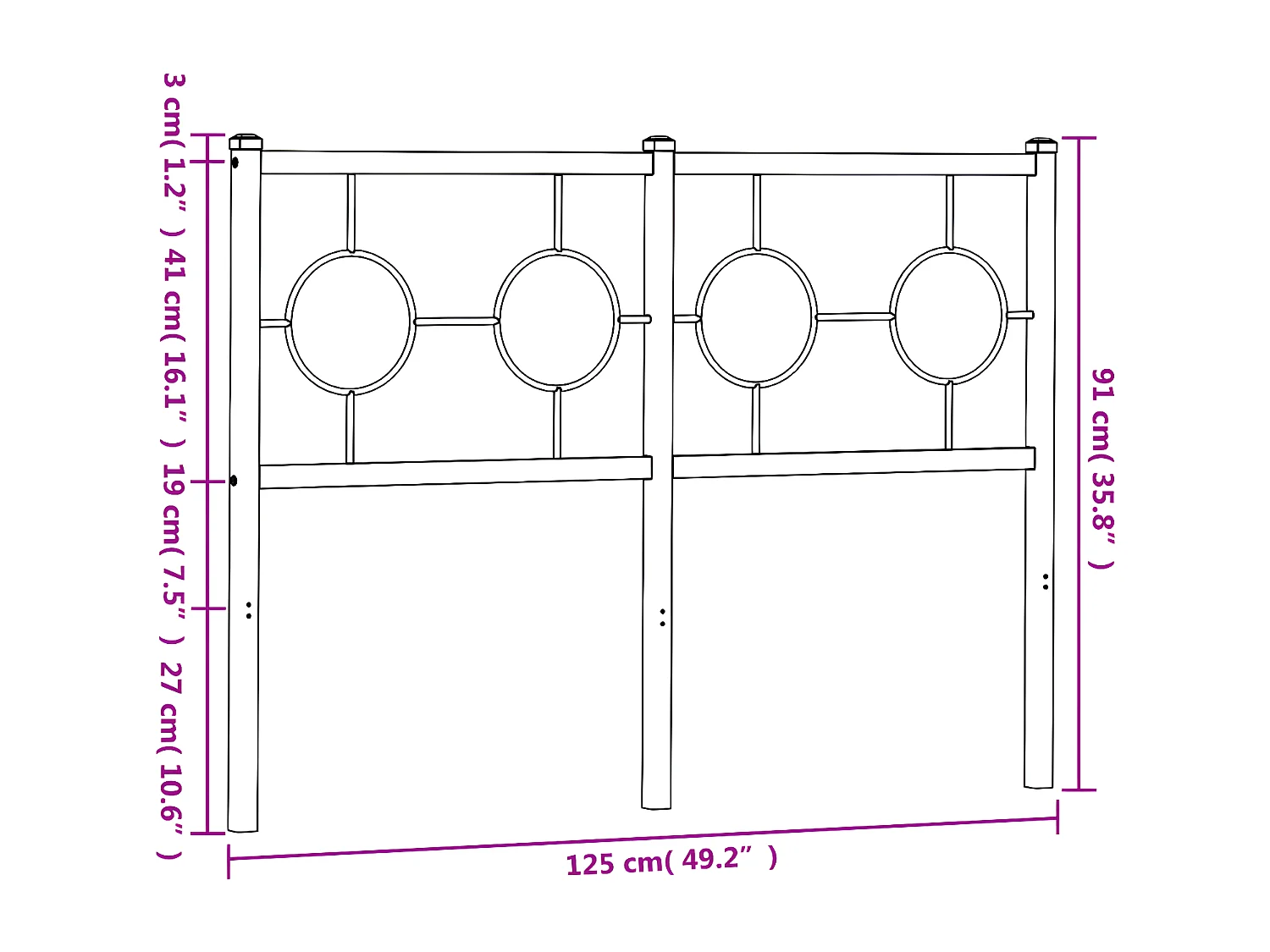 Tête de lit métal blanc 120 cm