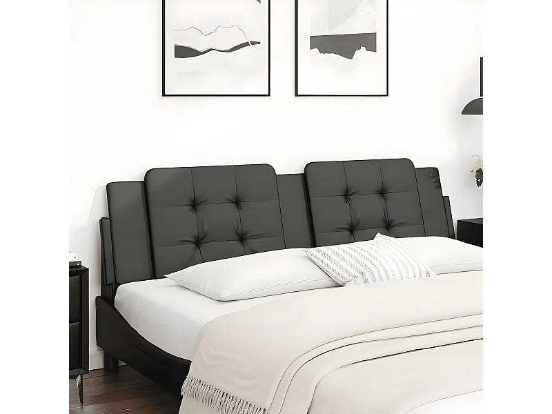 Coussin de tête de lit noir 180 cm similicuir