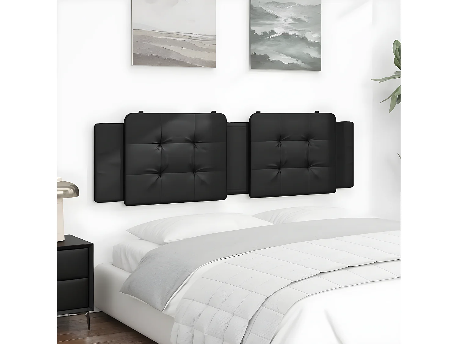 Coussin de tête de lit noir 180 cm similicuir