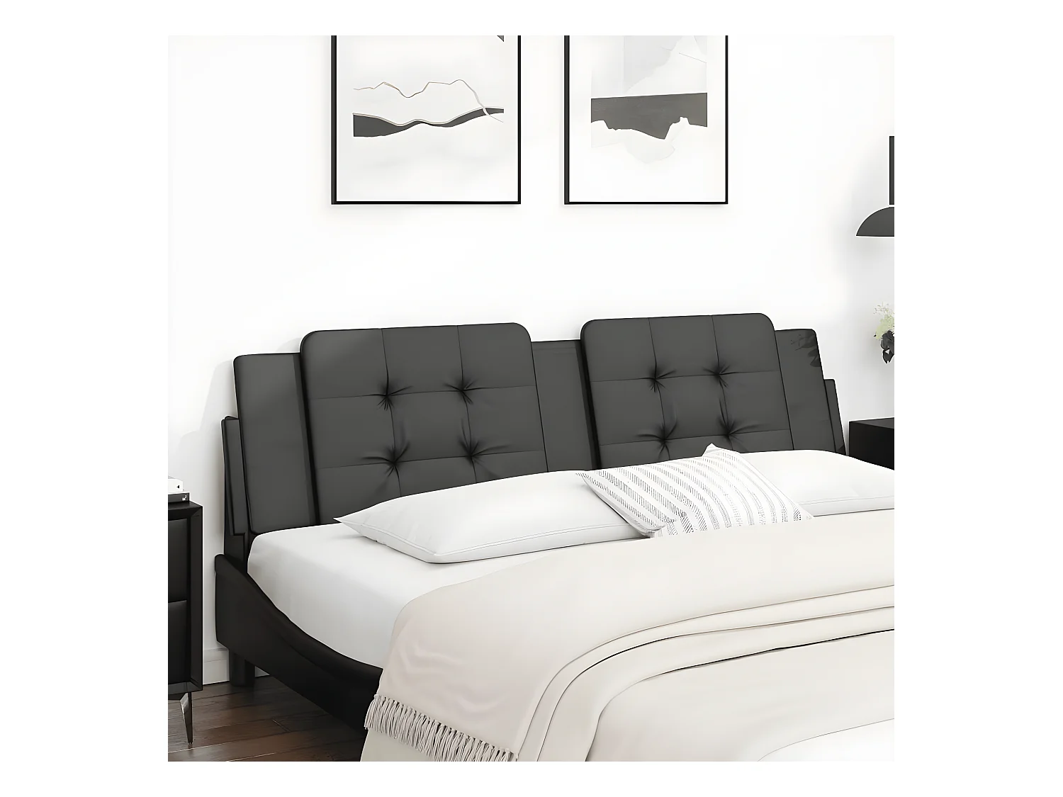 Coussin de tête de lit noir 180 cm similicuir