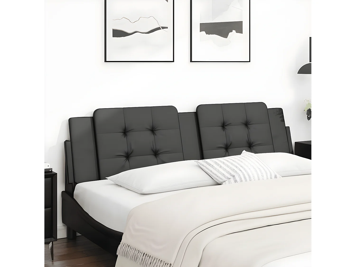 Almofadão de cabeceira 180 cm couro artificial preto