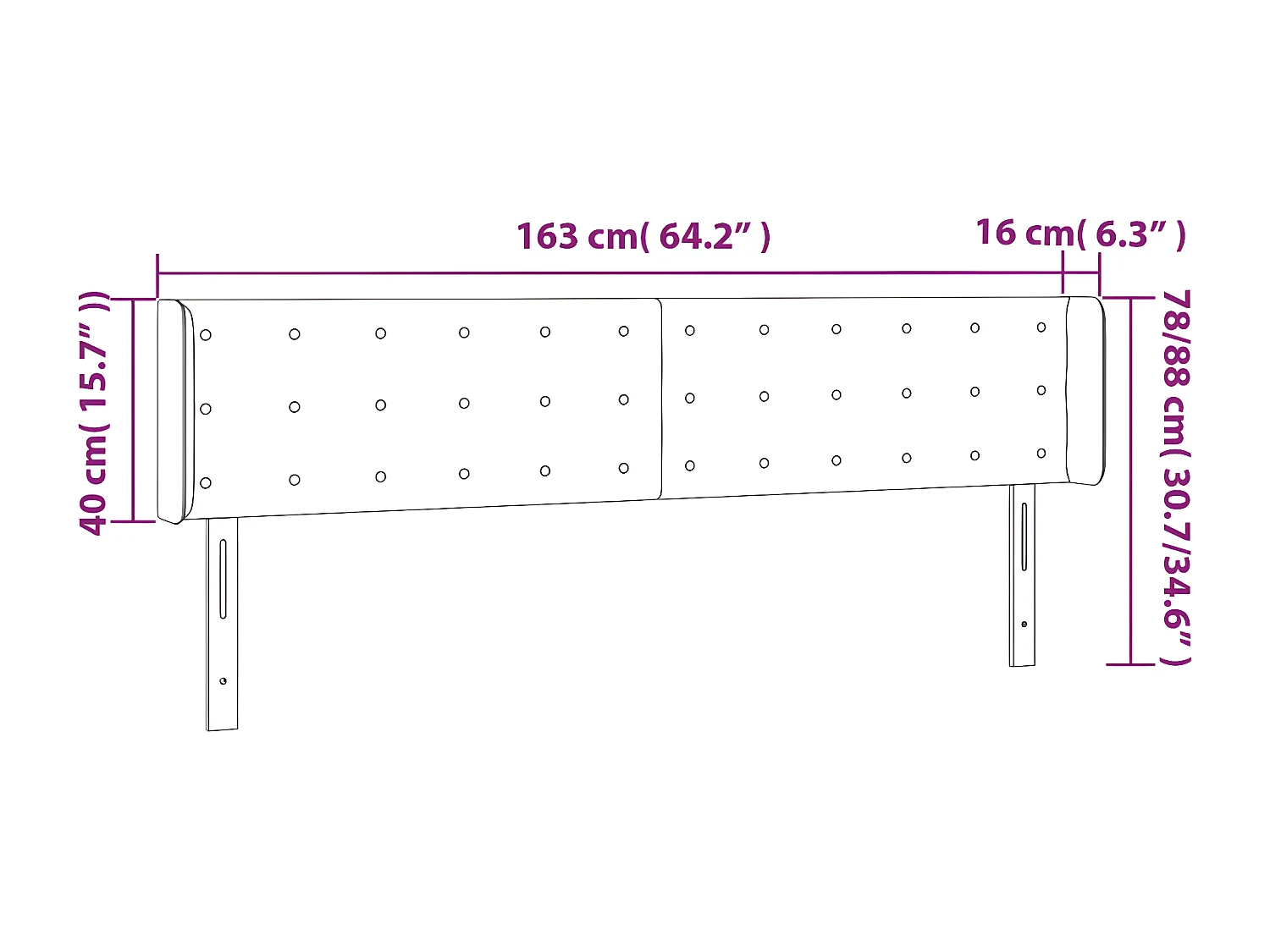 Hoofdbord LED 163x16x78/88 cm stof lichtgrijs