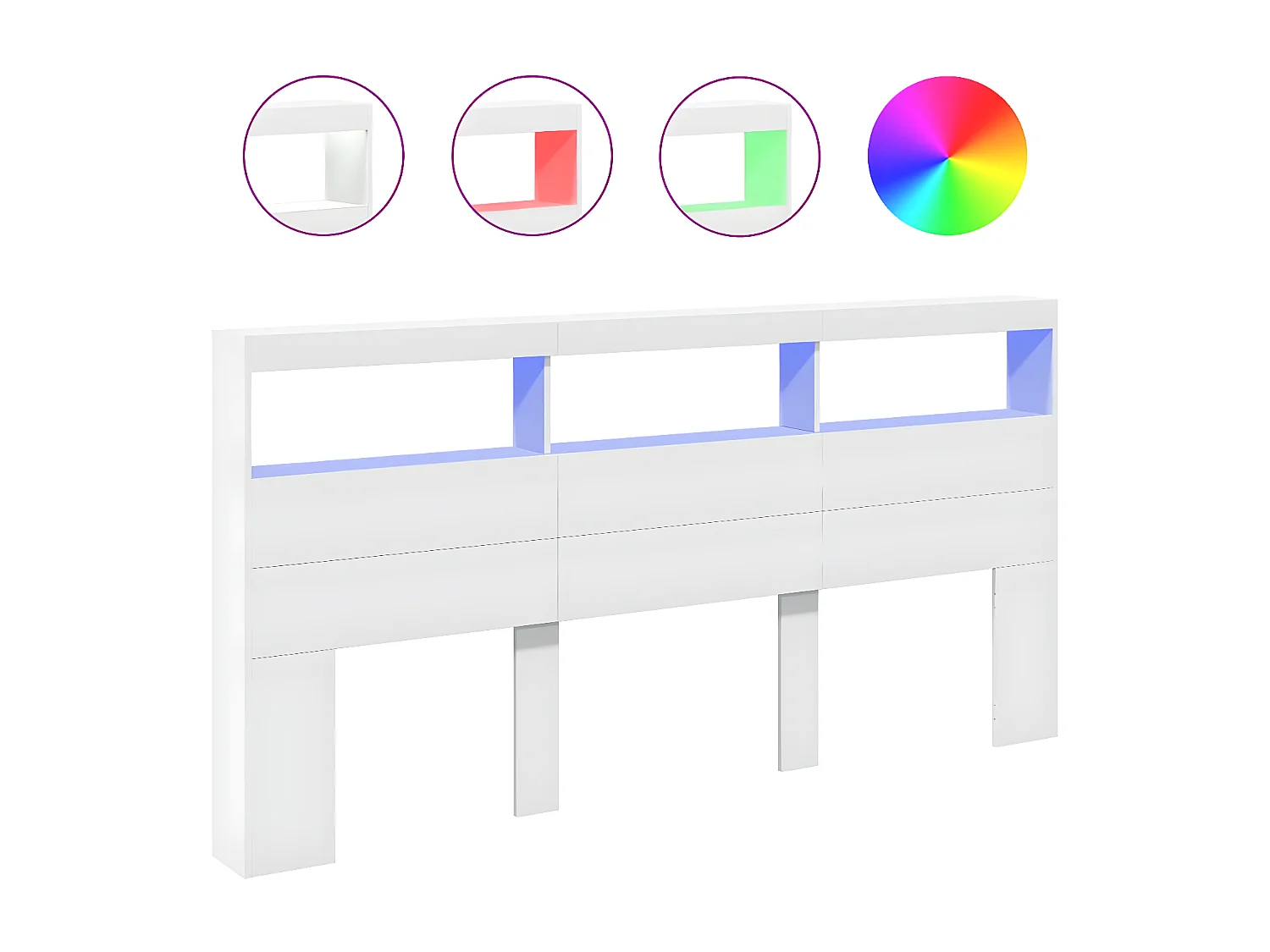 Armoire tête de lit avec LED blanc 200x17x102 cm