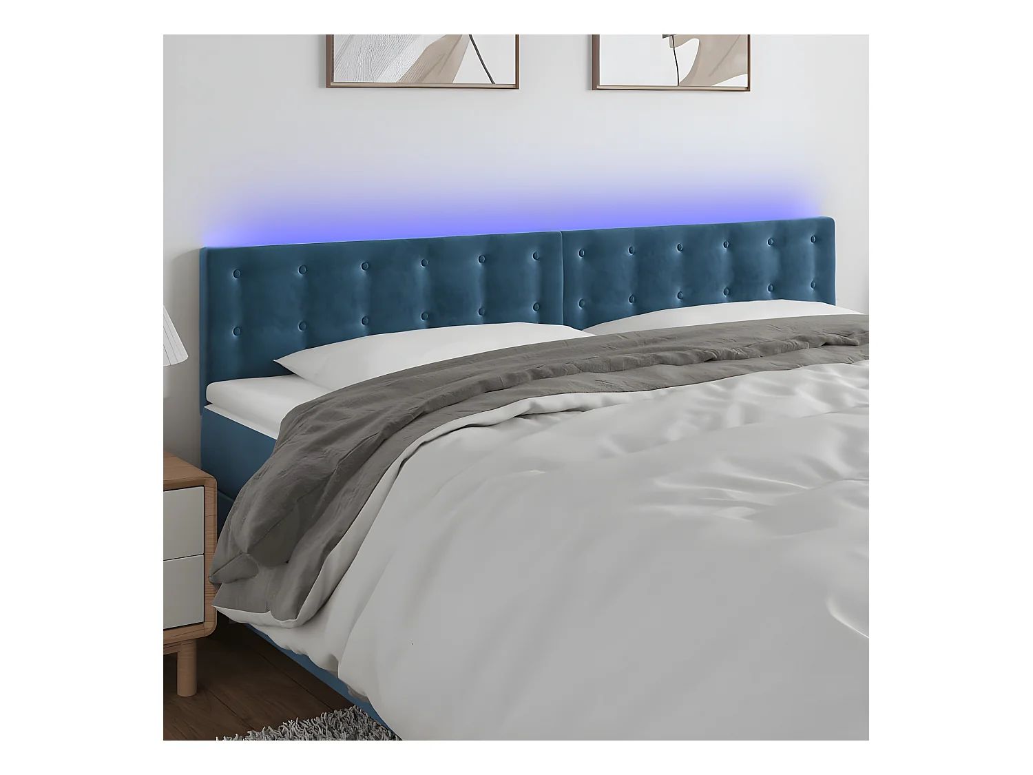 Tête de lit à LED Bleu foncé 160x5x78/88 cm Velours