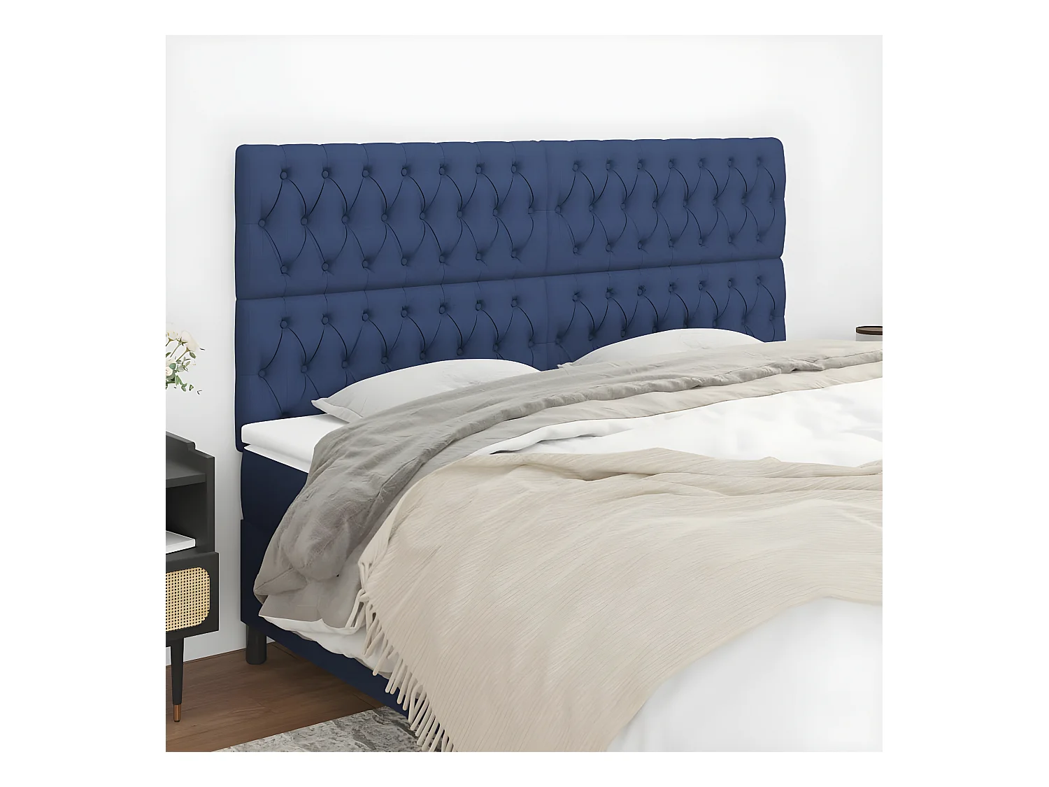 Têtes de lit 4 pièces Bleu 100x7x78/88 cm Tissu