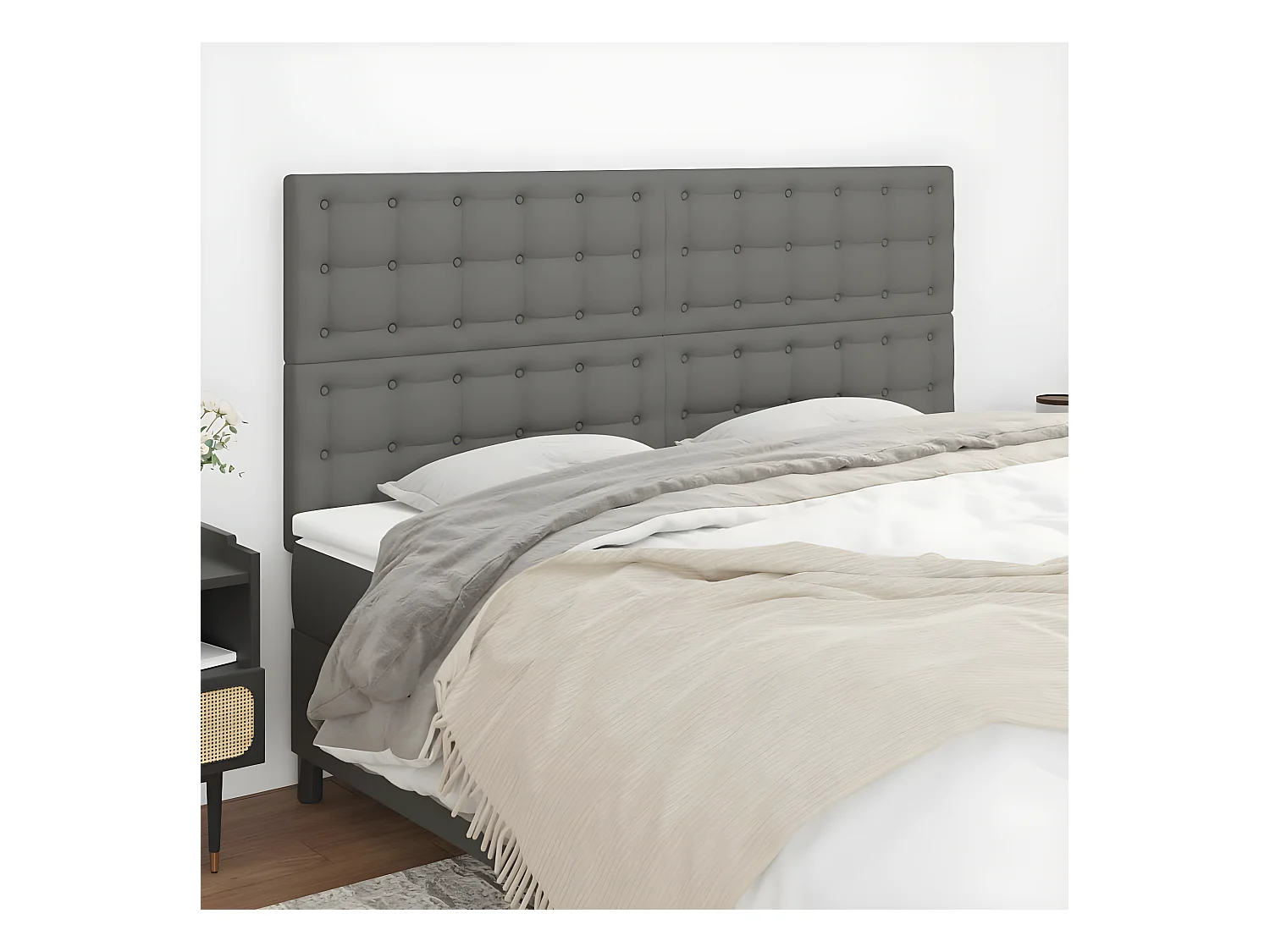 Têtes de lit 4 pièces Gris clair 90x5x78/88 cm Tissu