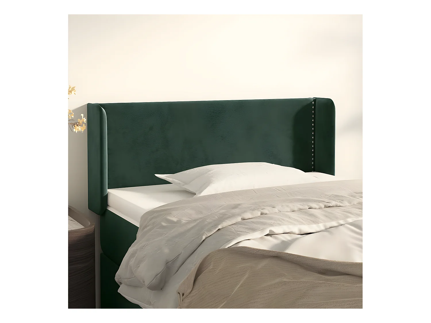 Tête de lit avec oreilles Vert foncé 83x16x78/88 cm Velours
