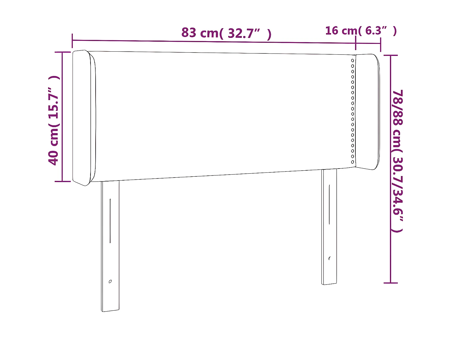 Hoofdbord met randen 83x16x78/88 cm fluweel donkergroen