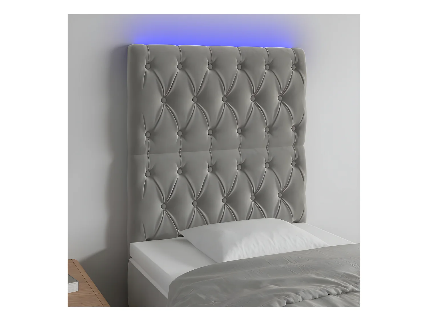 Hoofdbord LED 80x7x118/128 cm fluweel lichtgrijs