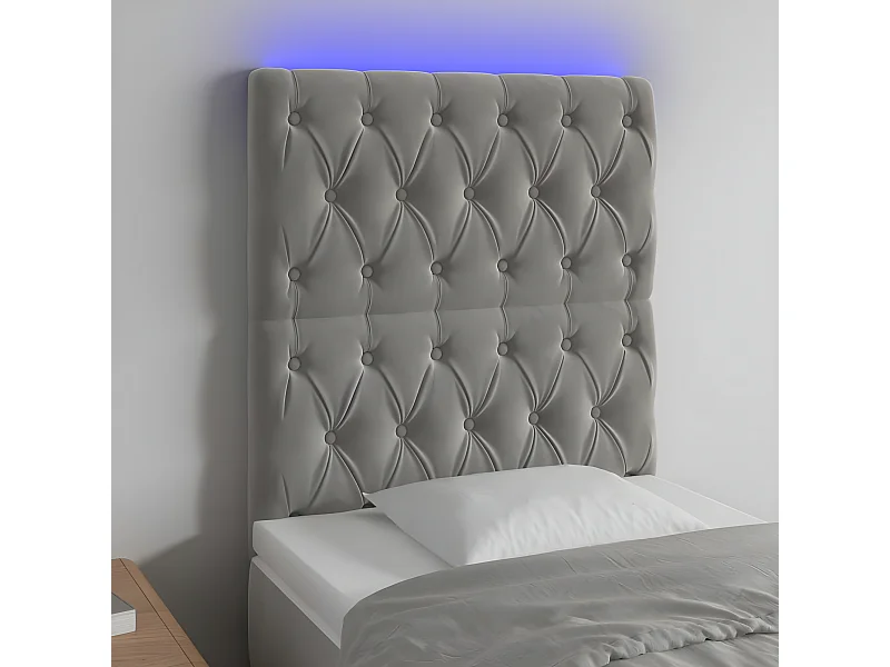 Tête de lit à LED Gris clair 80x7x118/128 cm Velours