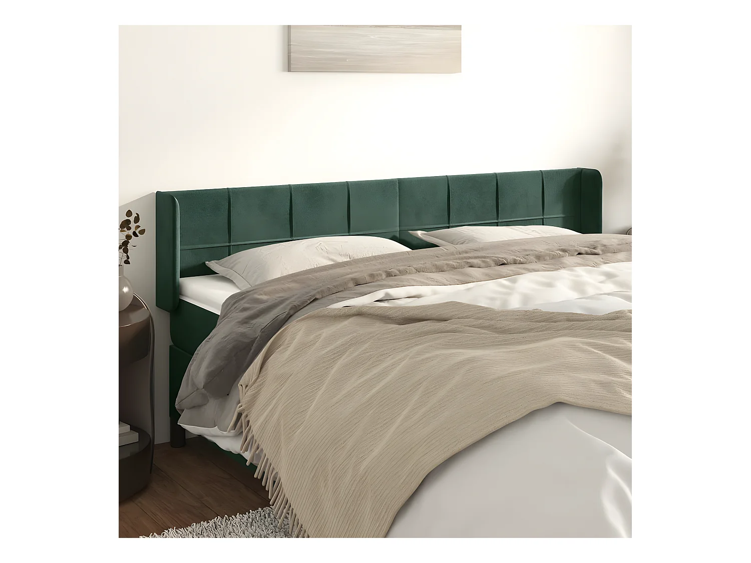 Tête de lit avec oreilles Vert foncé 163x16x78/88 cm Velours