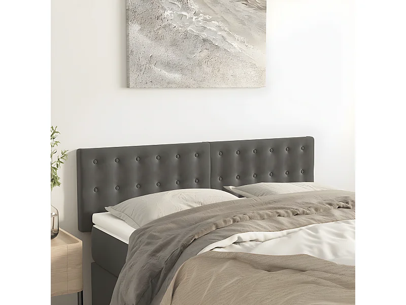 Cabeceros 2 unidades terciopelo gris oscuro 72x5x78/88 cm