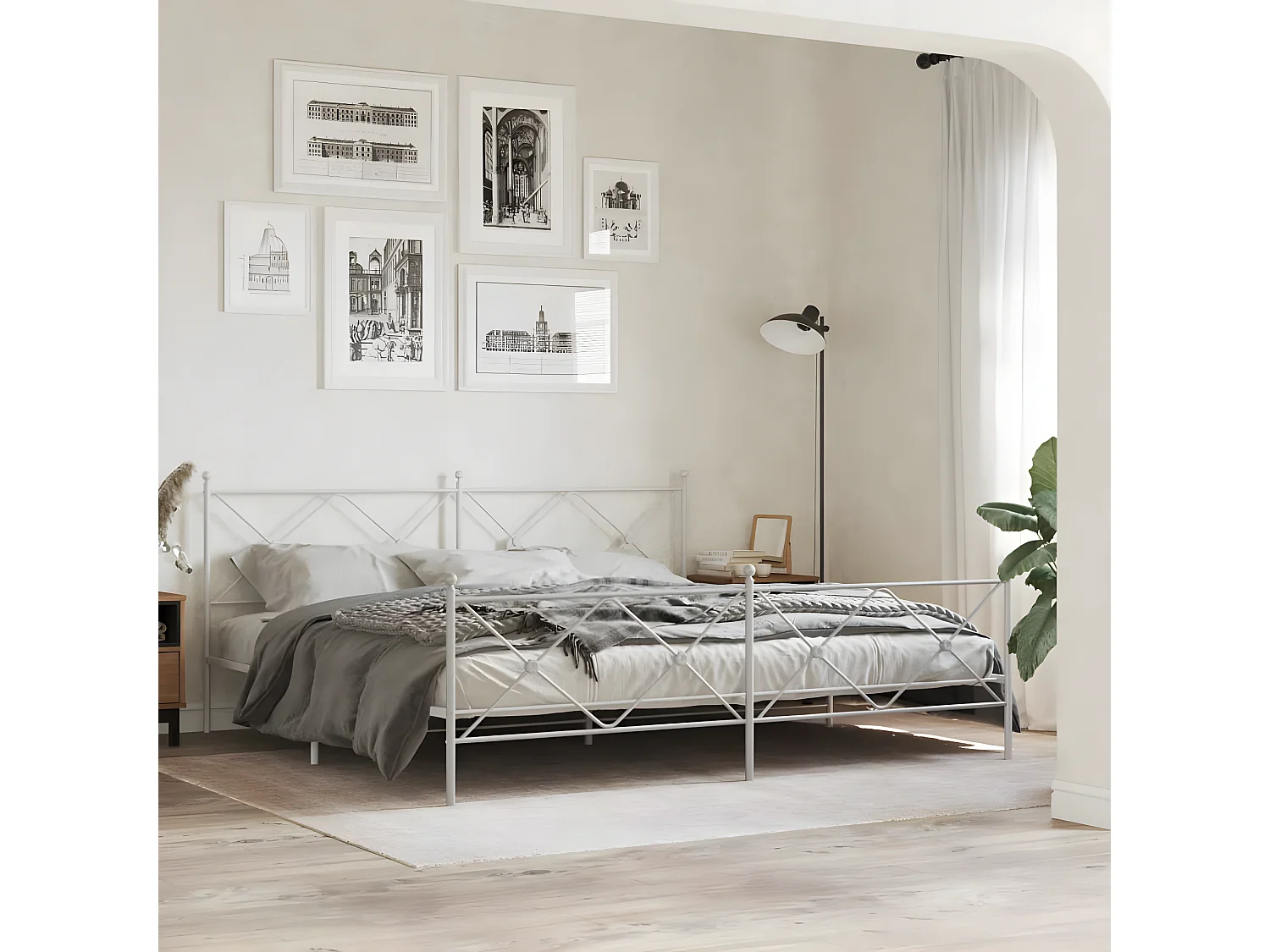 Tête de lit métal blanc 200 cm