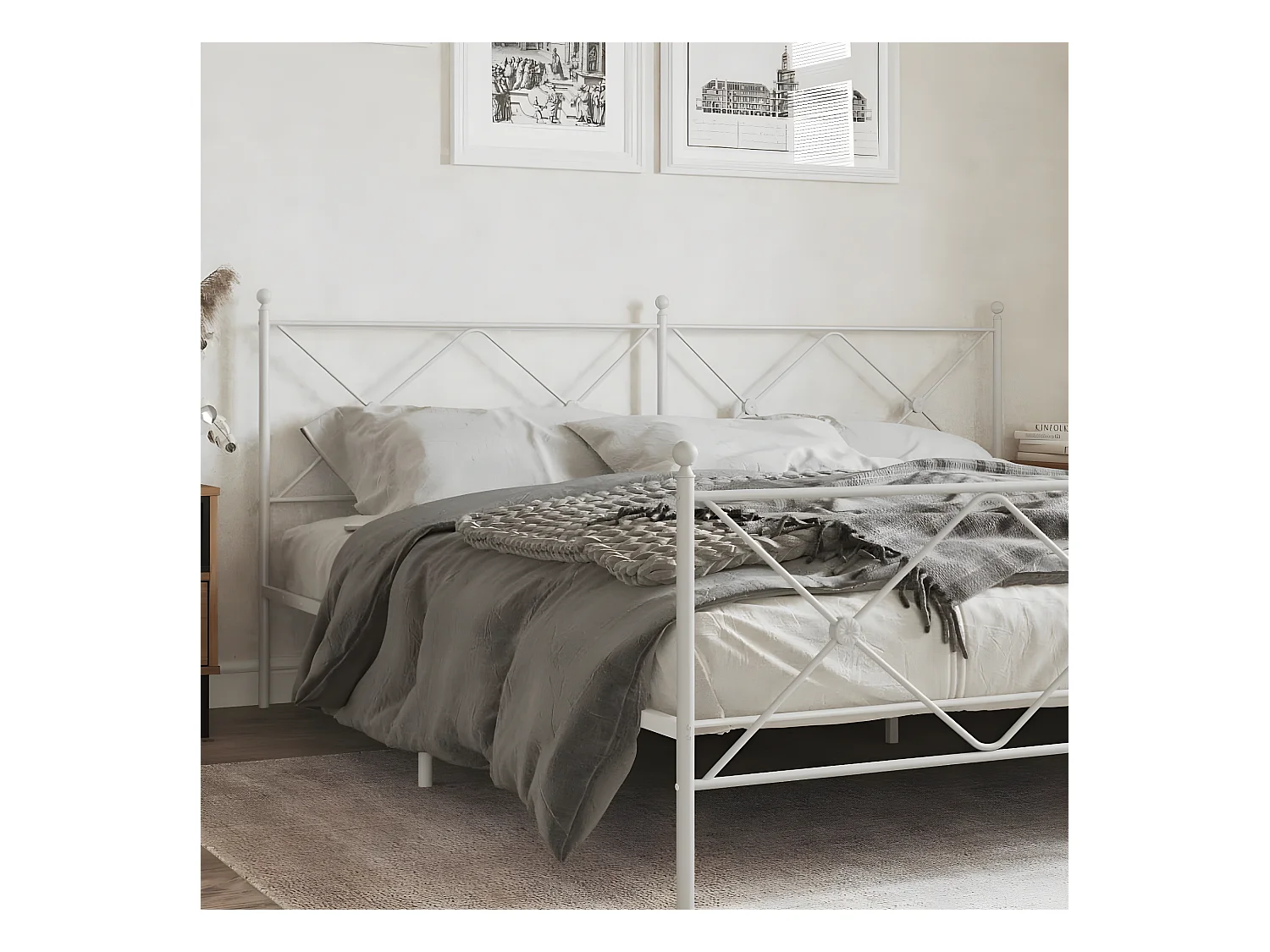 Tête de lit métal blanc 200 cm
