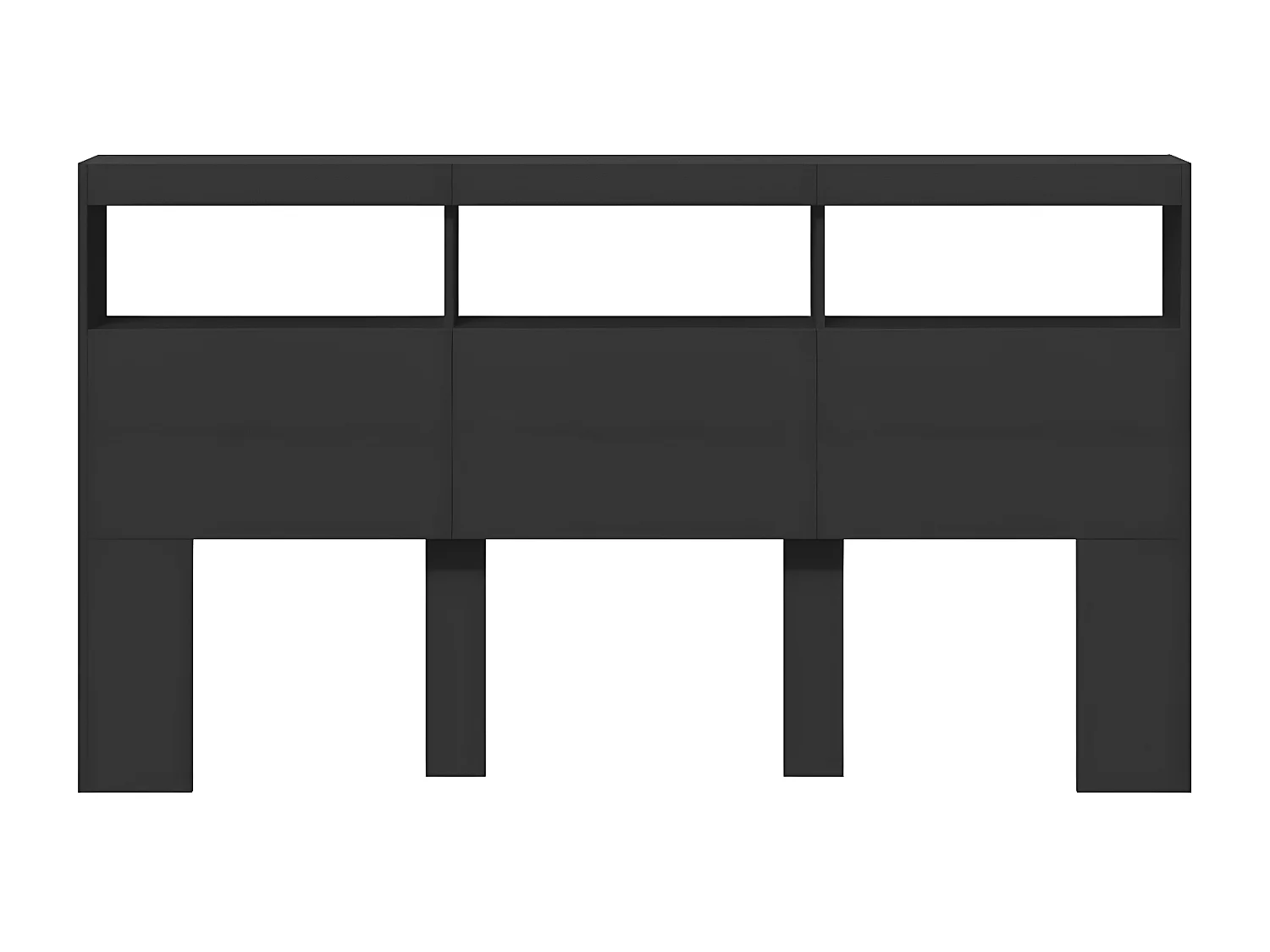 Armoire tête de lit avec LED noir 180x17x102 cm