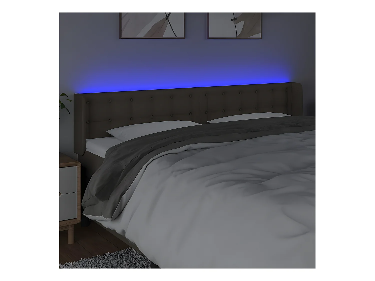 Hoofdbord LED 163x16x78/88 cm stof taupe