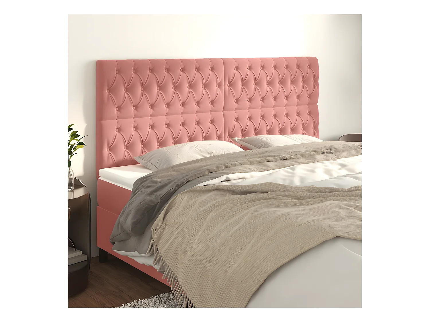 Hoofdborden 4 st 90x7x78/88 cm fluweel roze