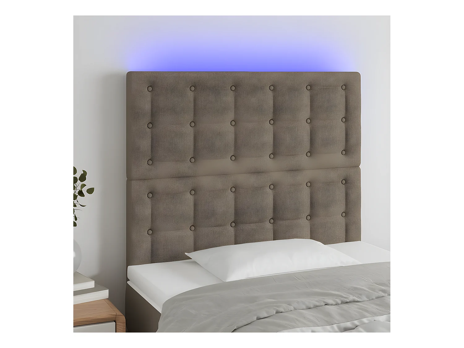 Tête de lit à LED Taupe 100x5x118/128 cm Tissu