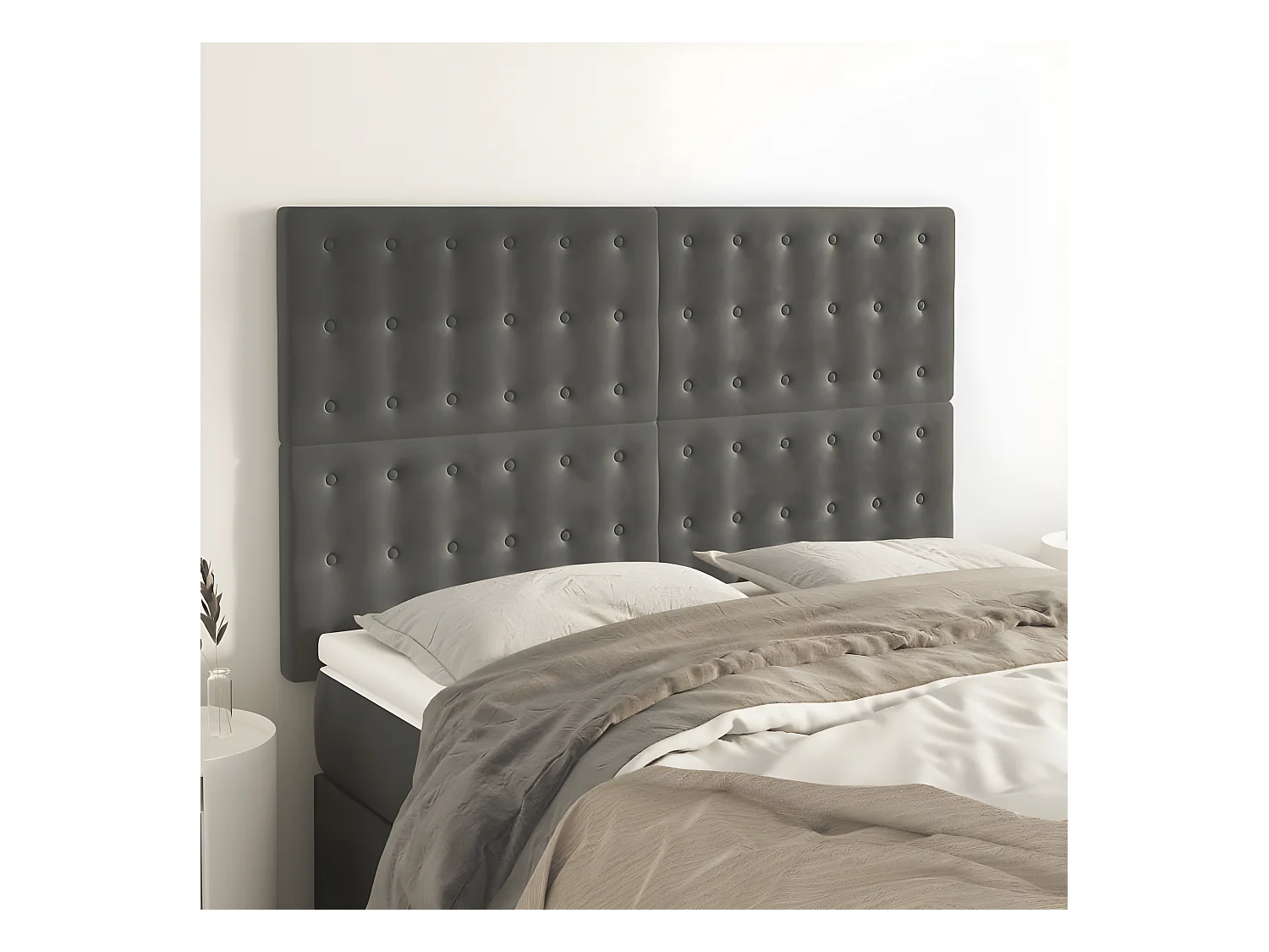 Têtes de lit 4 pièces Gris foncé 72x5x78/88 cm Velours