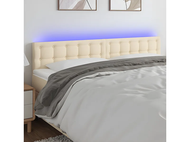Tête de lit à LED Crème 180x5x78/88 cm Tissu