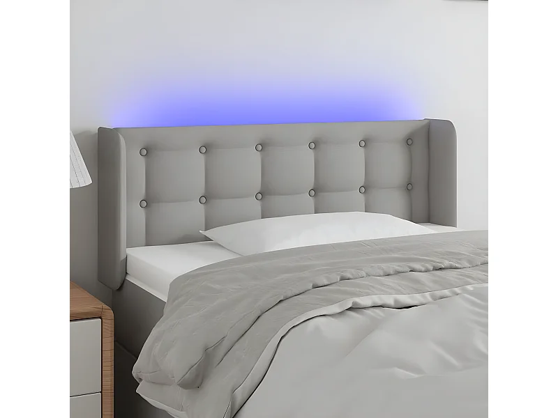 Tête de lit à LED Gris clair 103x16x78/88 cm Tissu