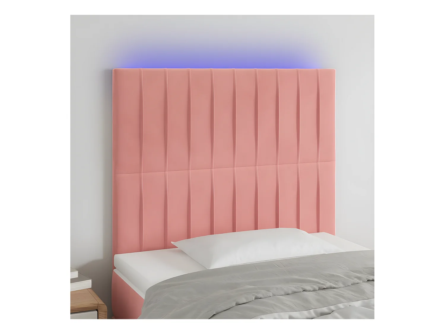 Hoofdbord LED 80x5x118/128 cm fluweel roze