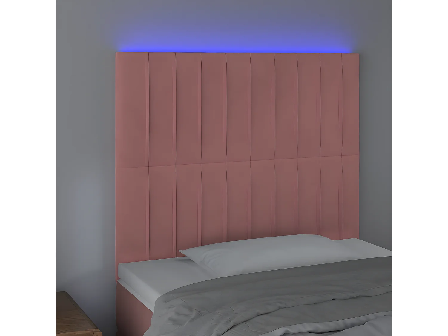Cabecero con luces LED terciopelo rosa 80x5x118/128 cm
