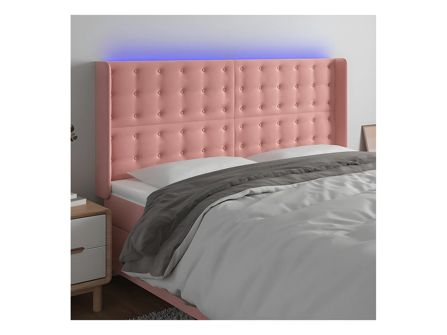 Tête de lit à LED Rose 183x16x118/128 cm Velours