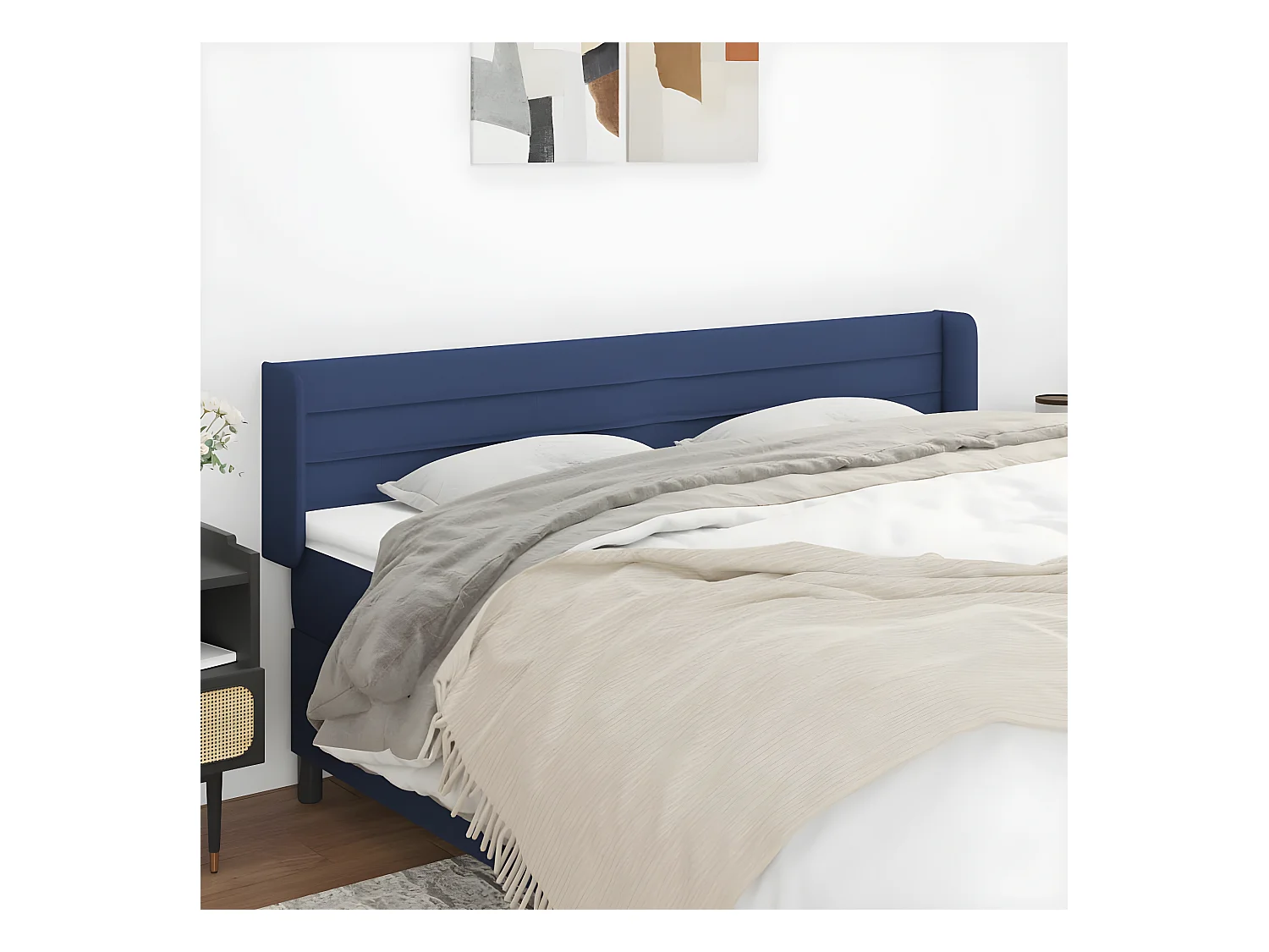 Tête de lit avec oreilles Bleu 163x16x78/88 cm Tissu