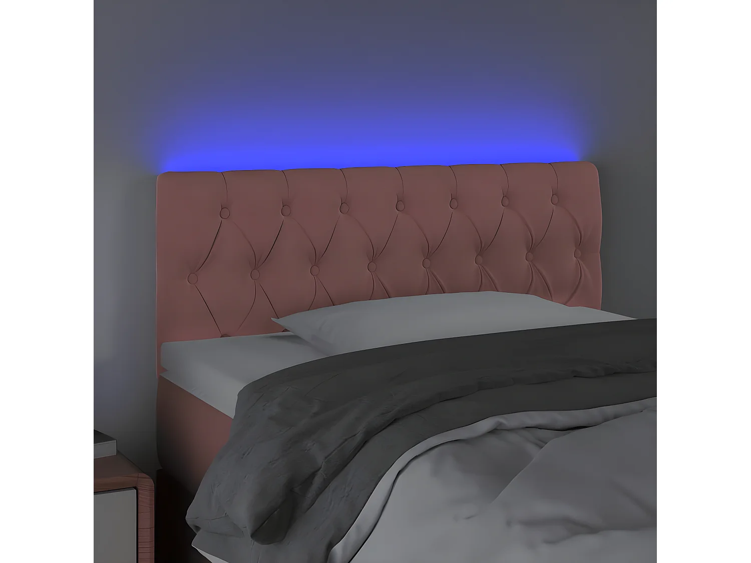 Cabeceira de cama c/ luzes LED veludo 100x7x78/88 cm rosa