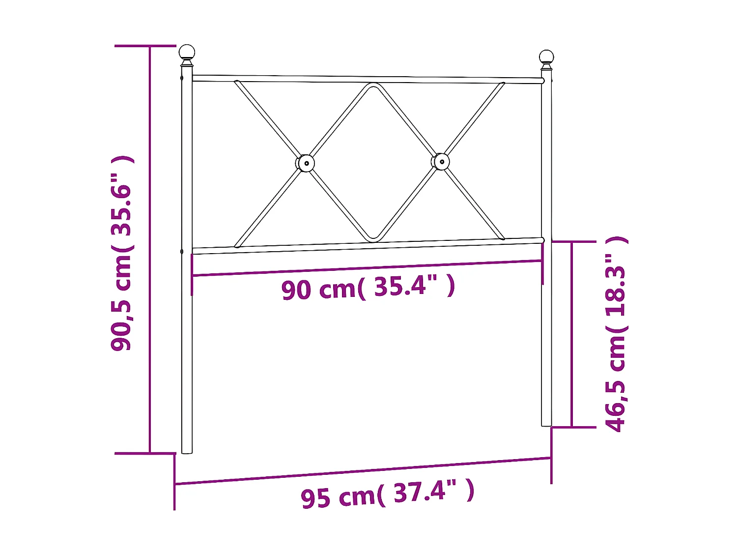 Tête de lit métal blanc 90 cm