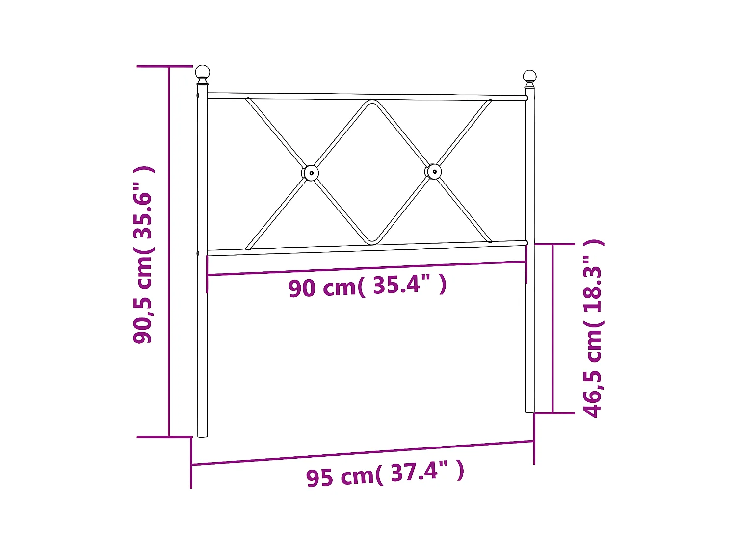 Cabecero de metal blanco 90 cm