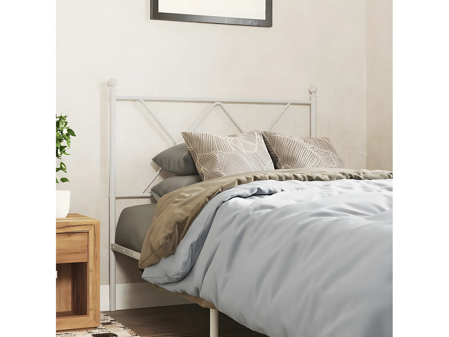 Tête de lit métal blanc 90 cm