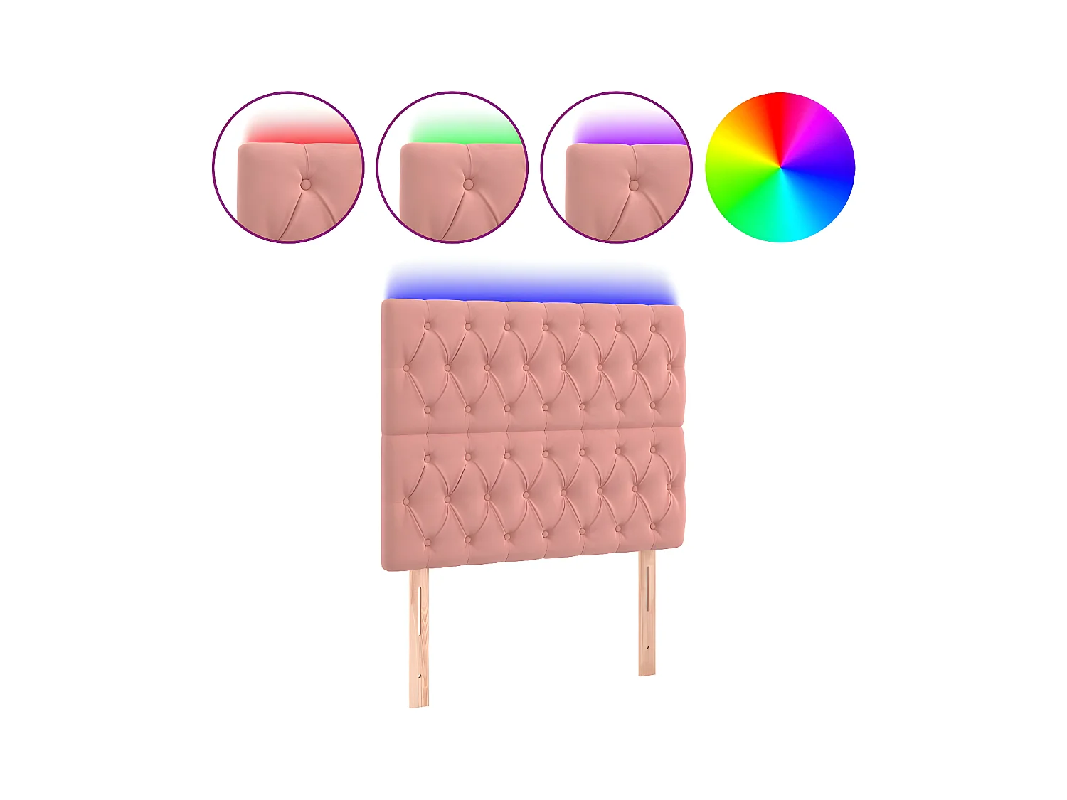 Hoofdbord LED 90x7x118/128 cm fluweel roze