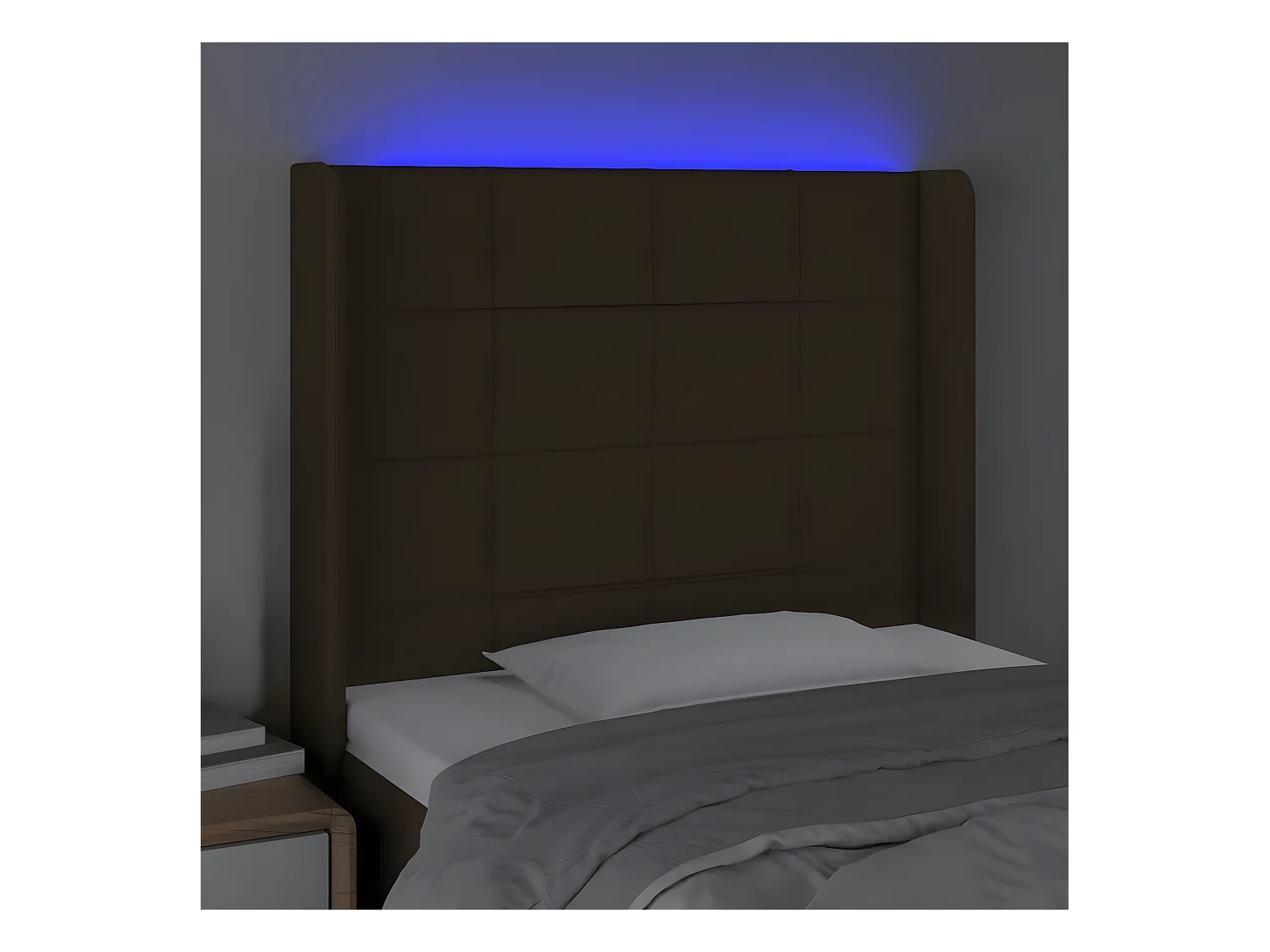 Tête de lit à LED Marron foncé 93x16x118/128 cm Tissu