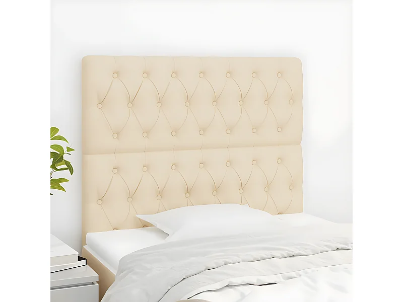 Cabeceira de cama 2 peças tecido 90x7x78/88 cm creme