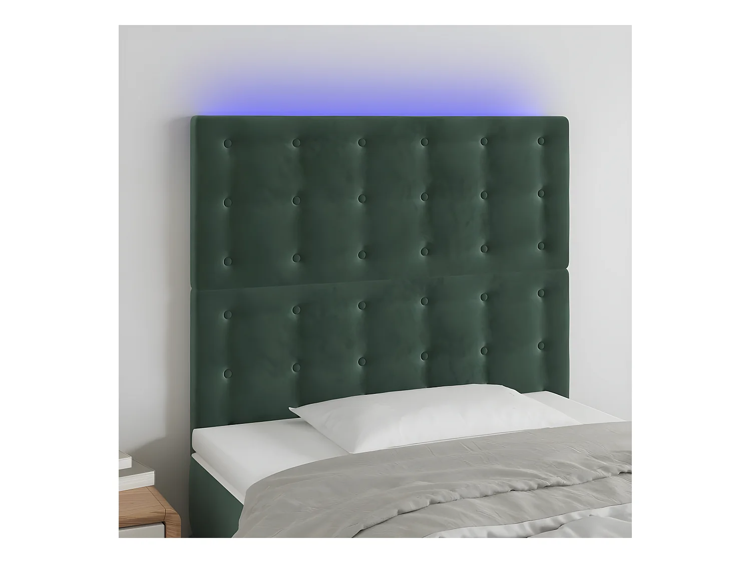 Tête de lit à LED Vert foncé 80x5x118/128 cm Velours
