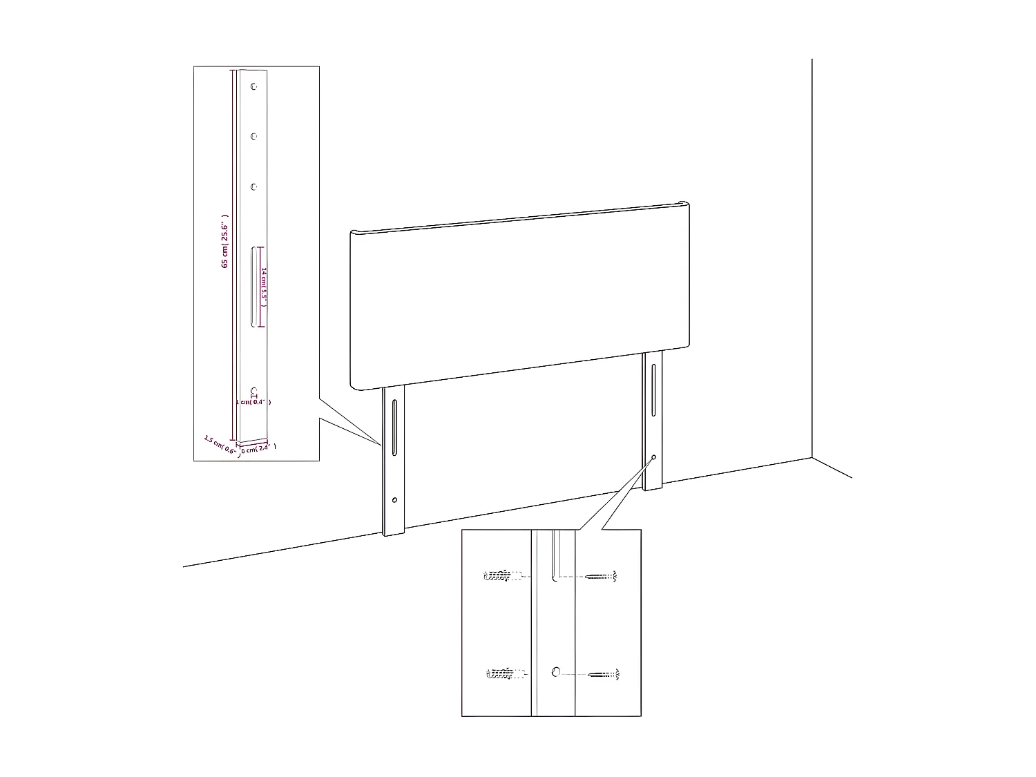 Cabeceira de cama tecido 100x7x78/88 cm preto