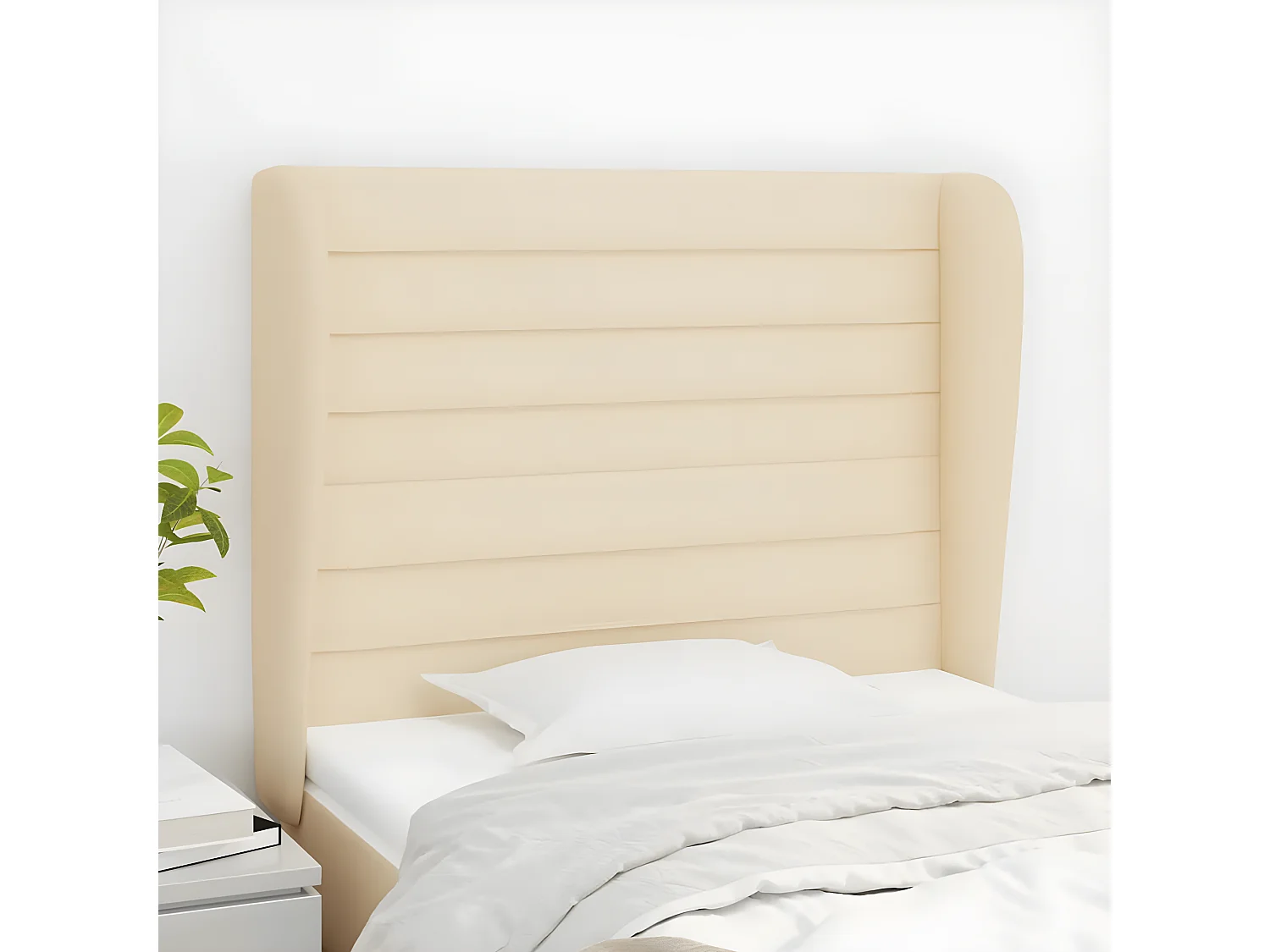 Tête de lit avec oreilles Crème 103x23x118/128 cm Tissu