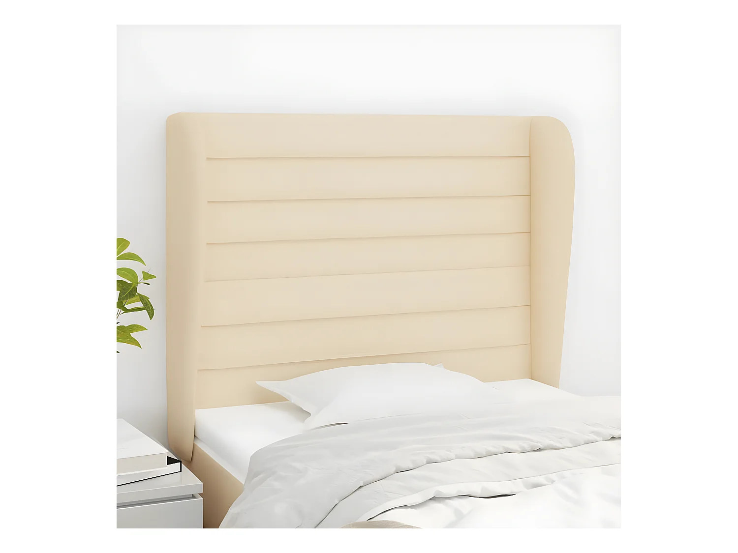 Tête de lit avec oreilles Crème 103x23x118/128 cm Tissu